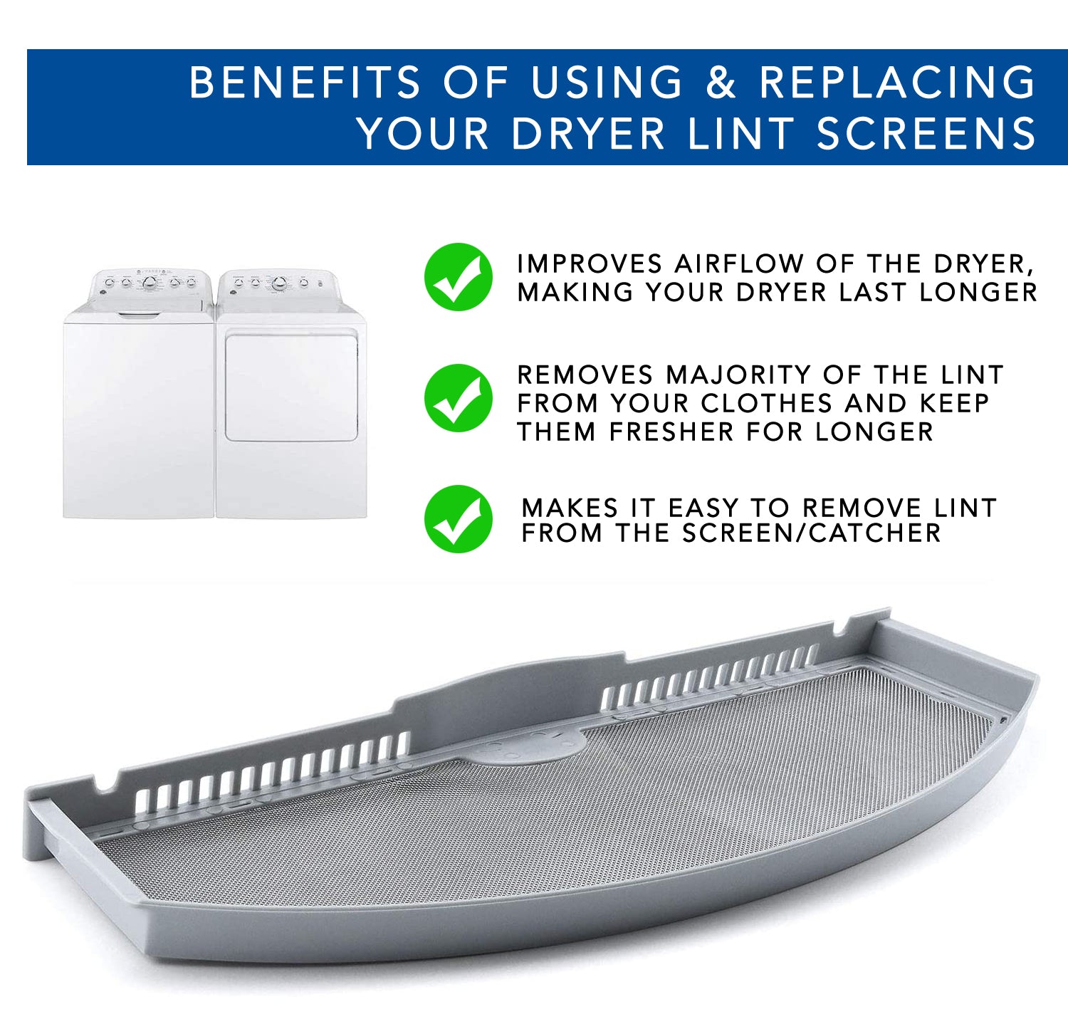 MaximalPower WE03X23881 Dryer Lint Screen Replacement for GE General Electric Dryer - Compatible with PS11763056, 4476390, AP6031713, EAP11763056 - Perfect for Laundry Room Maintenance & Appliance Repair