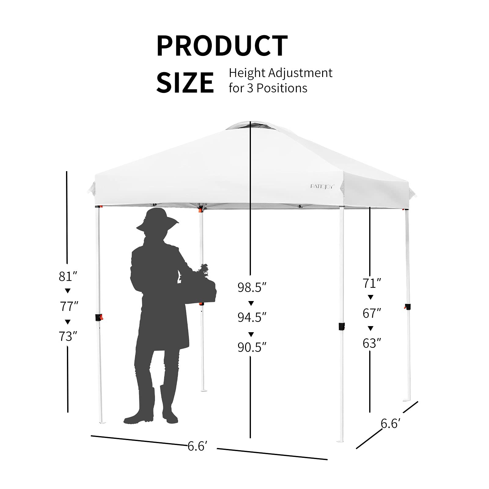 **Tangkula 6.6' x 6.6' White Outdoor Pop-Up Canopy Tent – Adjustable Height, Instant Setup, Includes Portable Roller Bag & 4 Weight Bags – Perfect for Camping, Beach, Picnics, Parties, and Outdoor Events**