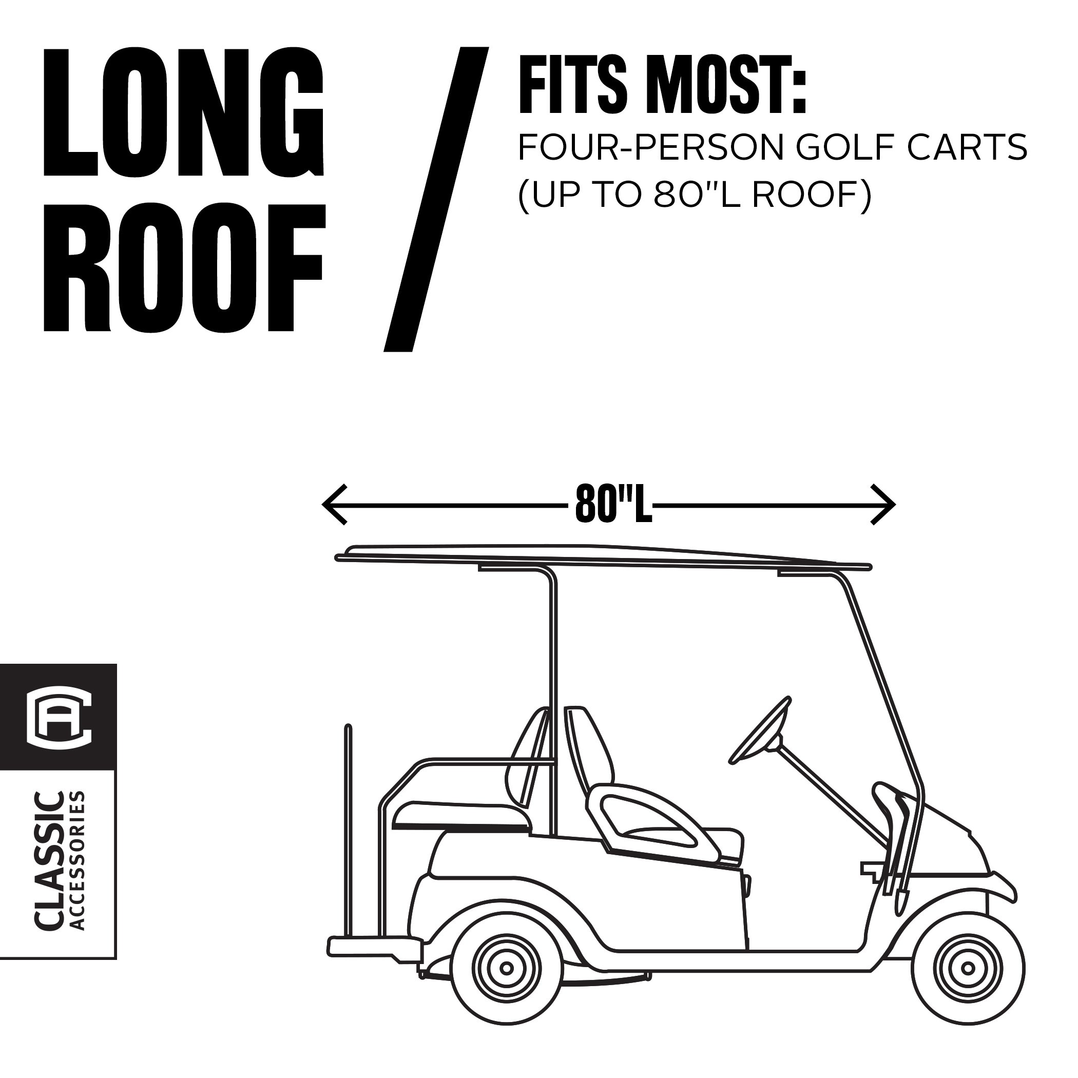 Classic Golf Cart Cover for 4-Person, Black - Quick-Fit Protection on Fairway