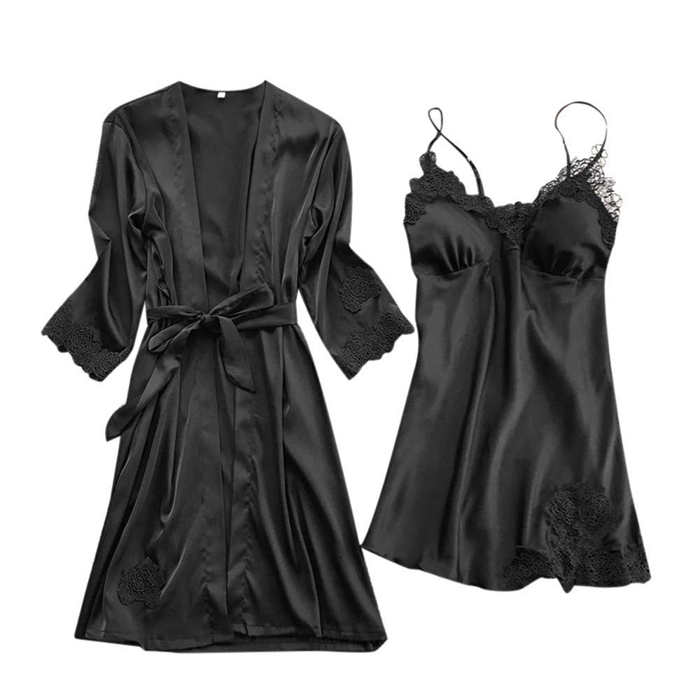 Ghazzi Women's Sexy Lingerie Set - Lace Kimono Robe, Babydoll Bodysuit & Nightgown Sleepwear for Romantic Nights, Boudoir Photography & Special Occasions