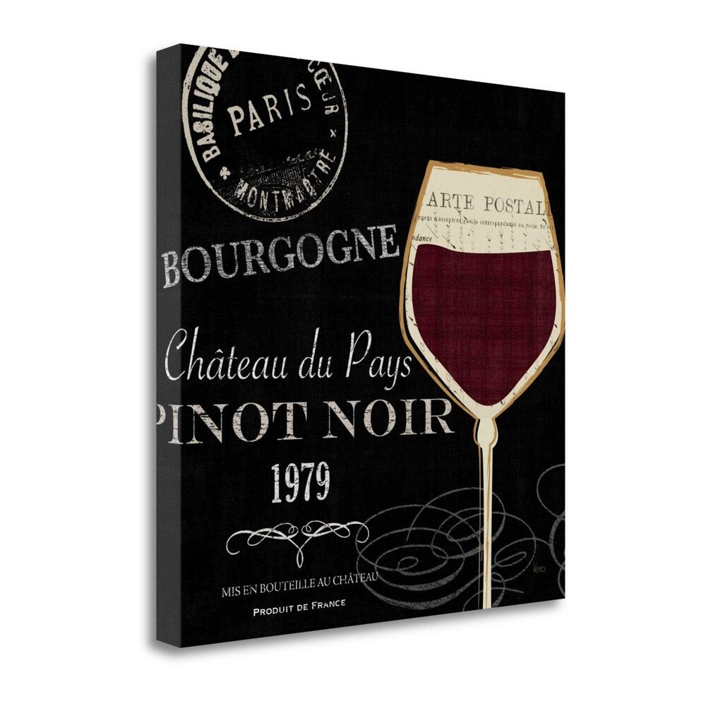 At The Winery II Black By Veronique Charron - Premium Giclee Art Print on Gallery Wrapped Canvas - Perfect for Home Decor, Office Wall Art & Wine Lover Gifts