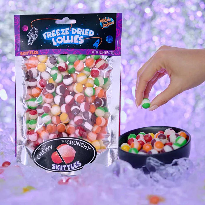 Freeze Dried Skittles Candy - 75g Bag of Crunchy Fruit Flavors | Perfect for Snacking, Movie Nights & Party Favors