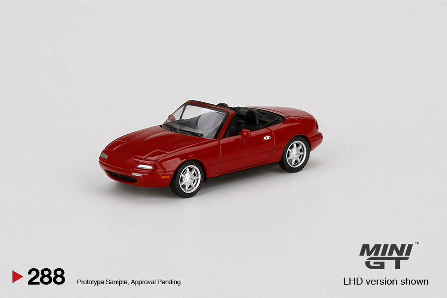 MINIGT 1:64 Scale Diecast Model - Mazda Miata MX-5 NA (1990) Classic Red Left-Hand Drive Collectible Car | Perfect for Display, Collection, and Racing Simulation