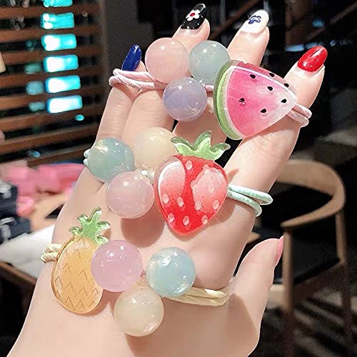 BAKEFY 3-Piece Fruit Hair Ties Set - High Elastic Hair Rings for Girls, Women - Random Colors - Perfect for School, Sports, and Everyday Use
