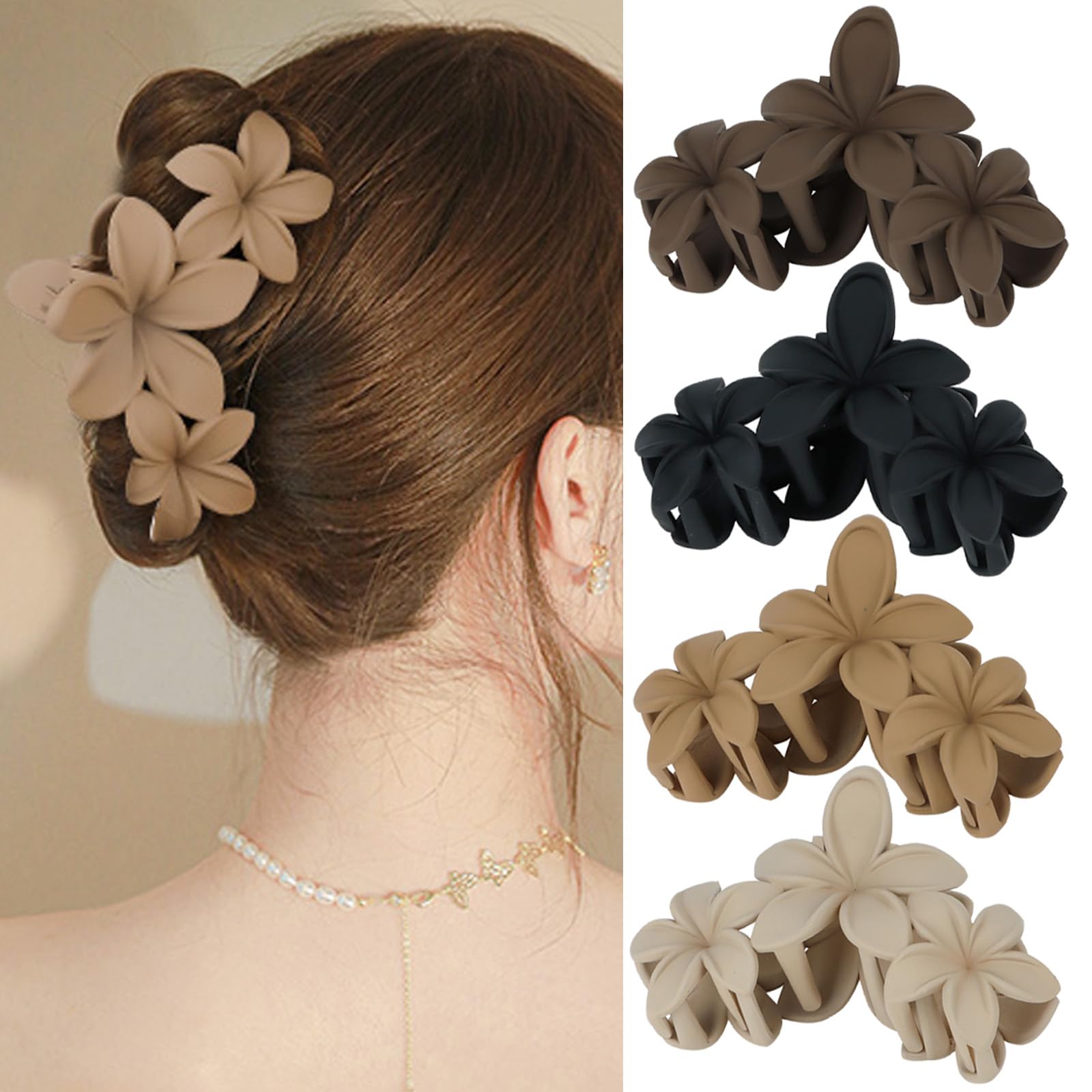 Ondder Large Matte Claw Hair Clips for Women - 4.5 Inch Non-Slip Strong Hold Hair Clips for Thick Hair, Hair Accessories - Perfect for Updos, Ponytails and Everyday Hairstyles