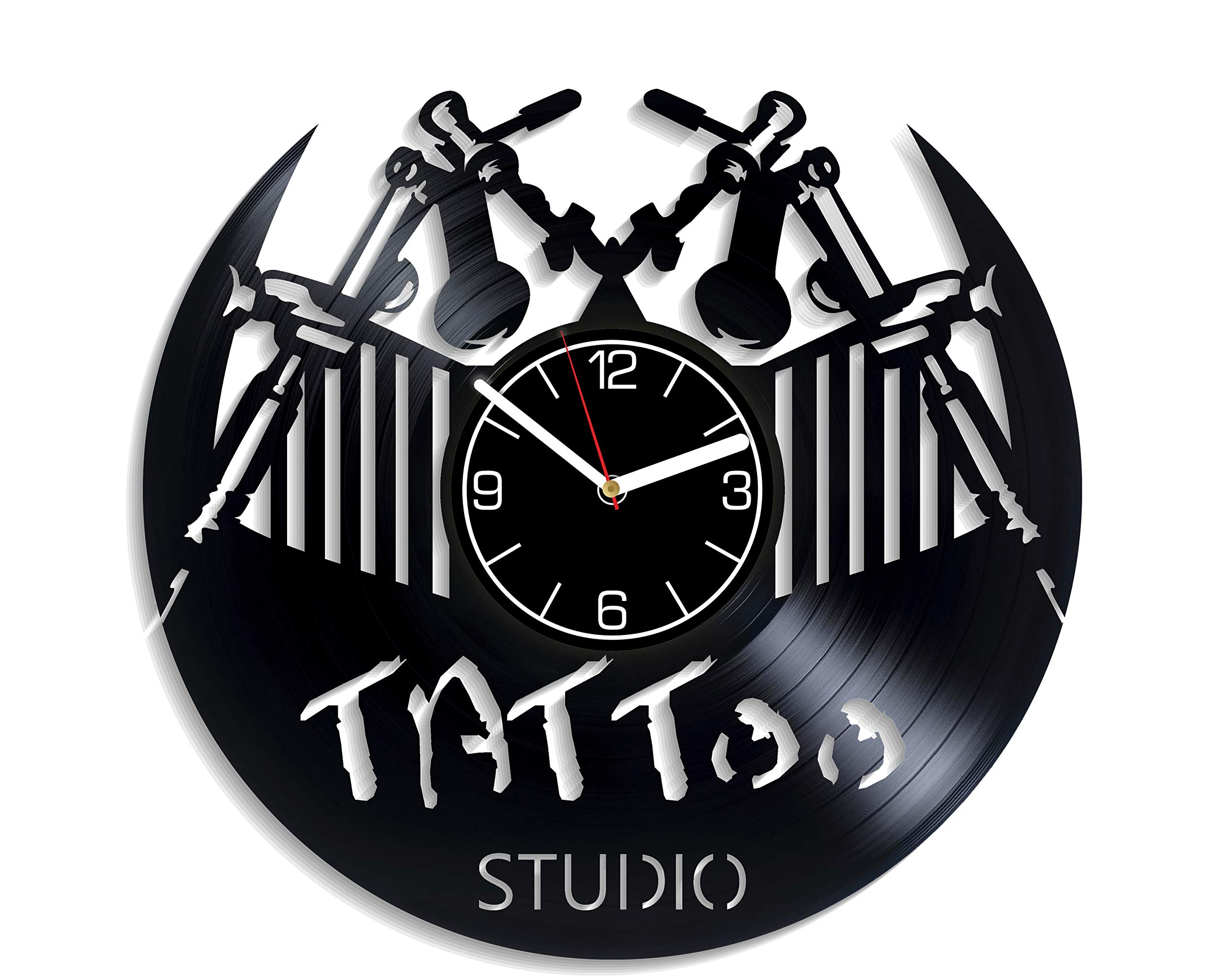 Vintage Tattoo Vinyl Record Wall Clock - 12 Inch Retro Tattoo Studio Decor, Unique Wall Art for Home & Tattoo Parlor | Perfect for Tattoo Lovers, Music Enthusiasts & Vintage Collectors