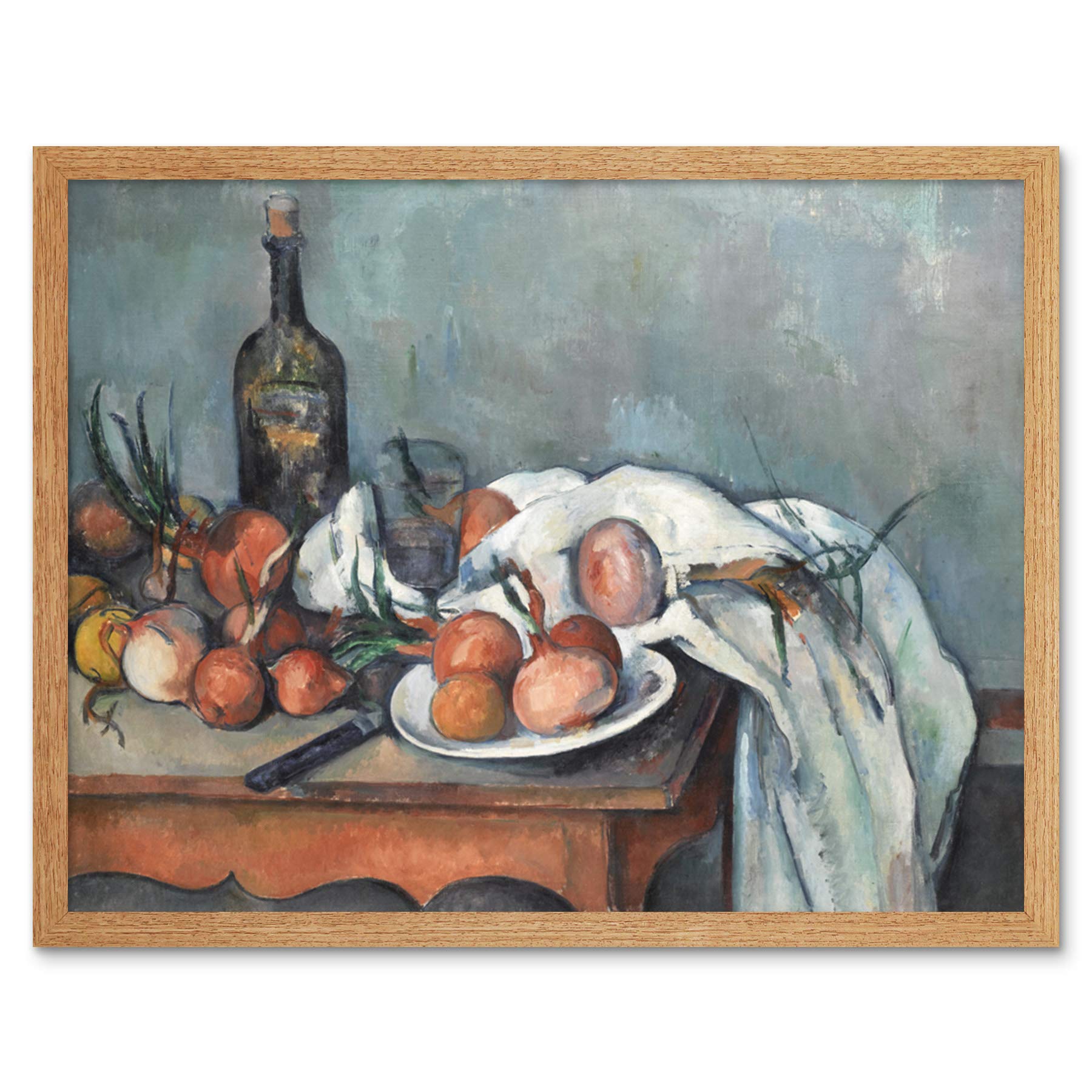 Paul Cezanne Still Life With Onions Art Print - Framed Wall Decor Poster 12x16 Inches - Perfect for Living Room, Bedroom & Office Decor