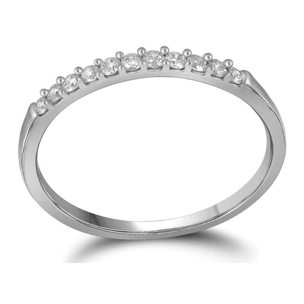 10K White Gold Women's Round Diamond Wedding Band Ring - 1/6 Cttw, Elegant Bridal Jewelry for Engagement, Anniversary & Special Occasions