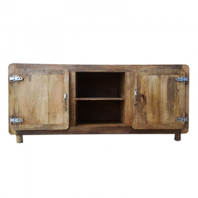 Solid Wood Rolling Coffee Table with Storage - Modern Rectangle Fridge Door Side Table on Wheels for Living Room, Bedroom & Office