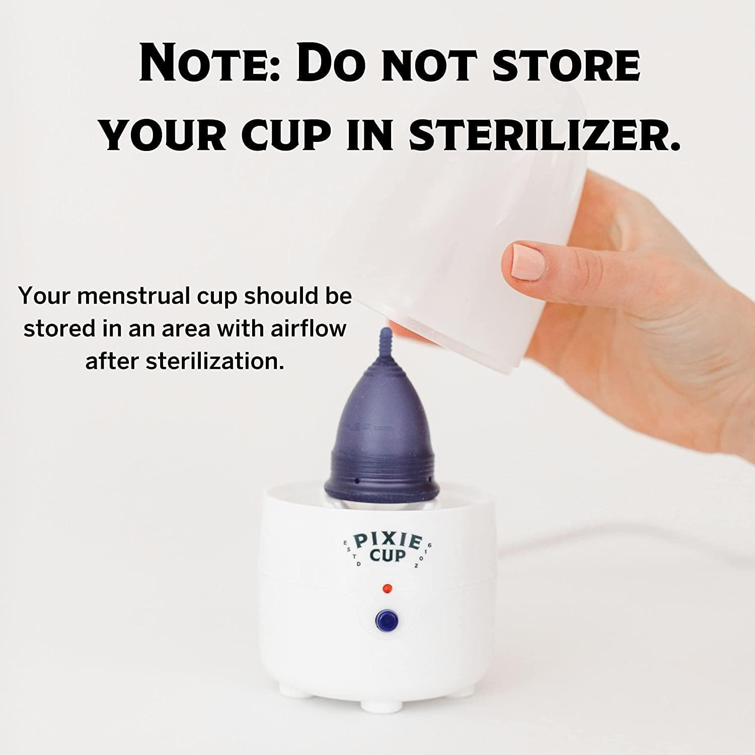 Pixie Menstrual Cup & Disc Steamer Sterilizer - Best Sanitizer for Period Cups - Kills 99.9% Germs with Steam Cleaning - 3-Minute Fast Sterilization - Auto Shut-Off Timer - Perfect for Travel, Home & Gym Use