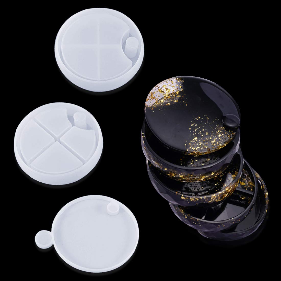 FineInno Rotating Resin Box Molds - Round Multi-Tiered Silicone Jewelry Box Molds for DIY Resin Casting, Jewelry Organizer & Storage - Perfect for Handmade Jewelry, Gift Boxes & Home Decor