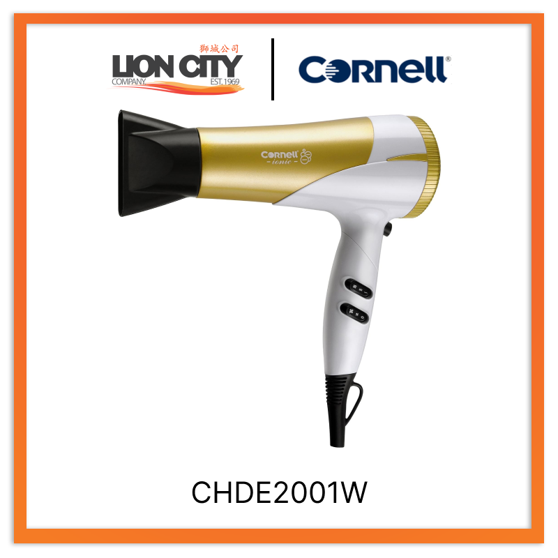 Cornell CHDE2001W Professional Hair Dryer 1800W/2000W - Ionic Fast Drying for Salon & Home Use - Perfect for Styling, Blowouts & Travel