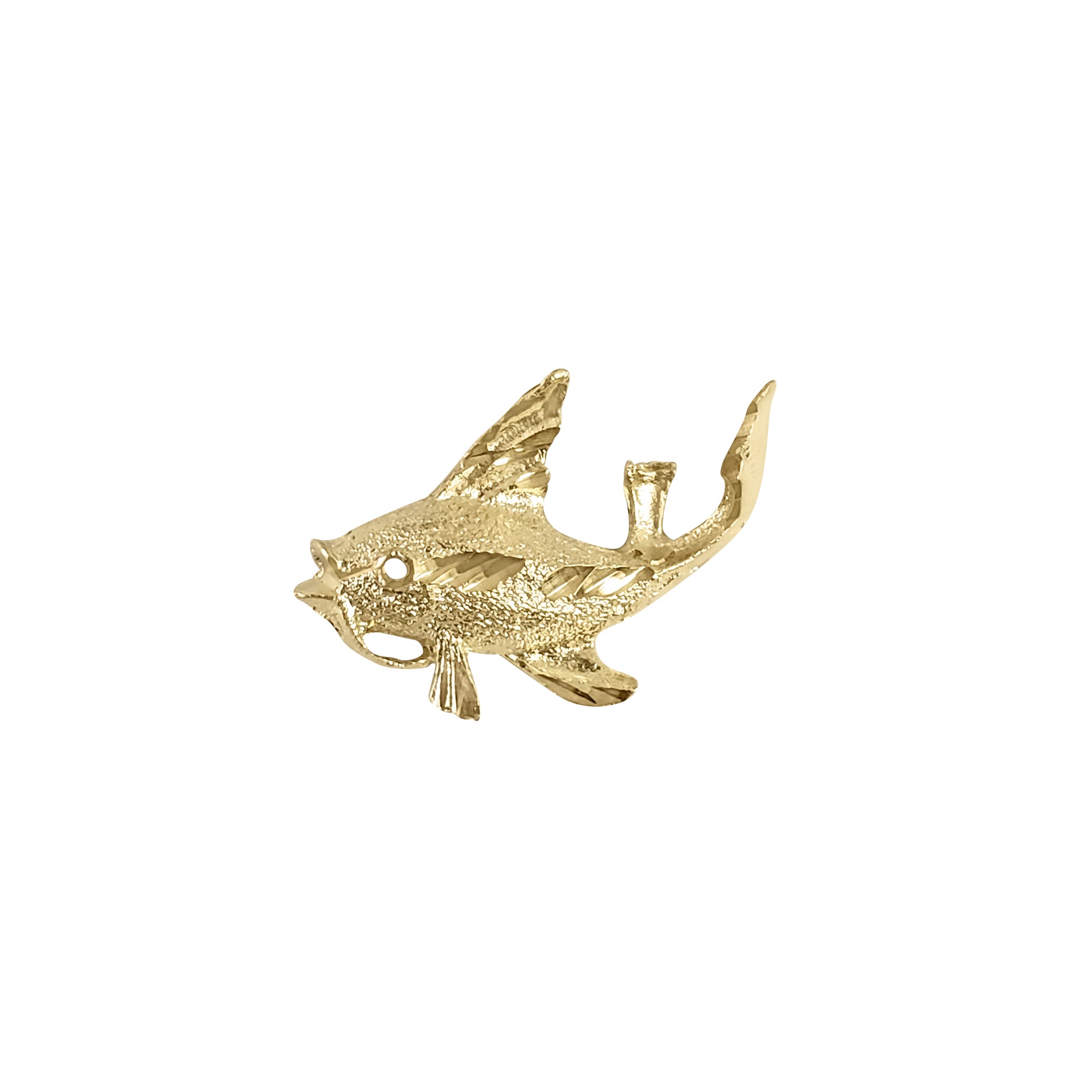 14K Yellow Gold Small Fish Pendant with Diamond Cuts - Elegant Jewelry Gift for Women, Perfect for Birthdays, Anniversaries & Everyday Wear