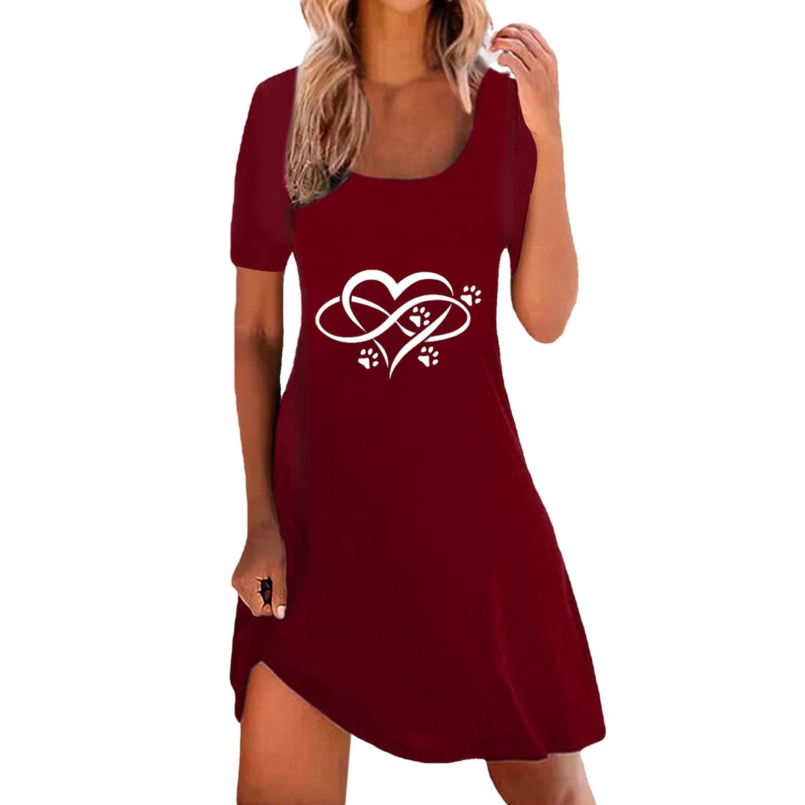 Women's Summer Casual Dress - Round Neck Short Sleeve Floral Print Sexy Flowy Dress for Beach, Party & Vacation | Lightweight Comfortable Everyday Wear