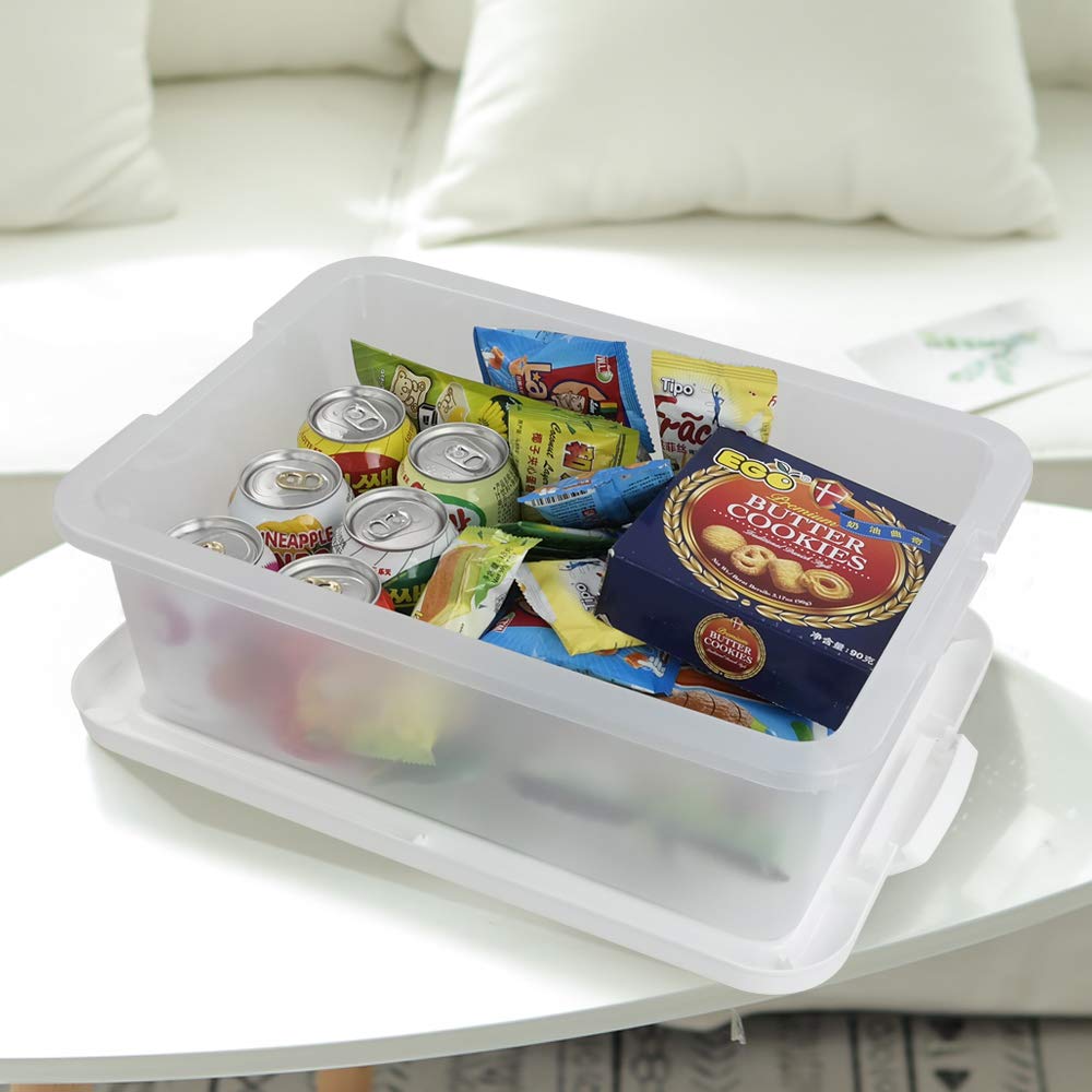 14 Quart Clear Plastic Storage Box with White Lids - 2 Pack Underbed Organizer for Clothes, Shoes & Seasonal Items - Space Saving Home Organization Solution