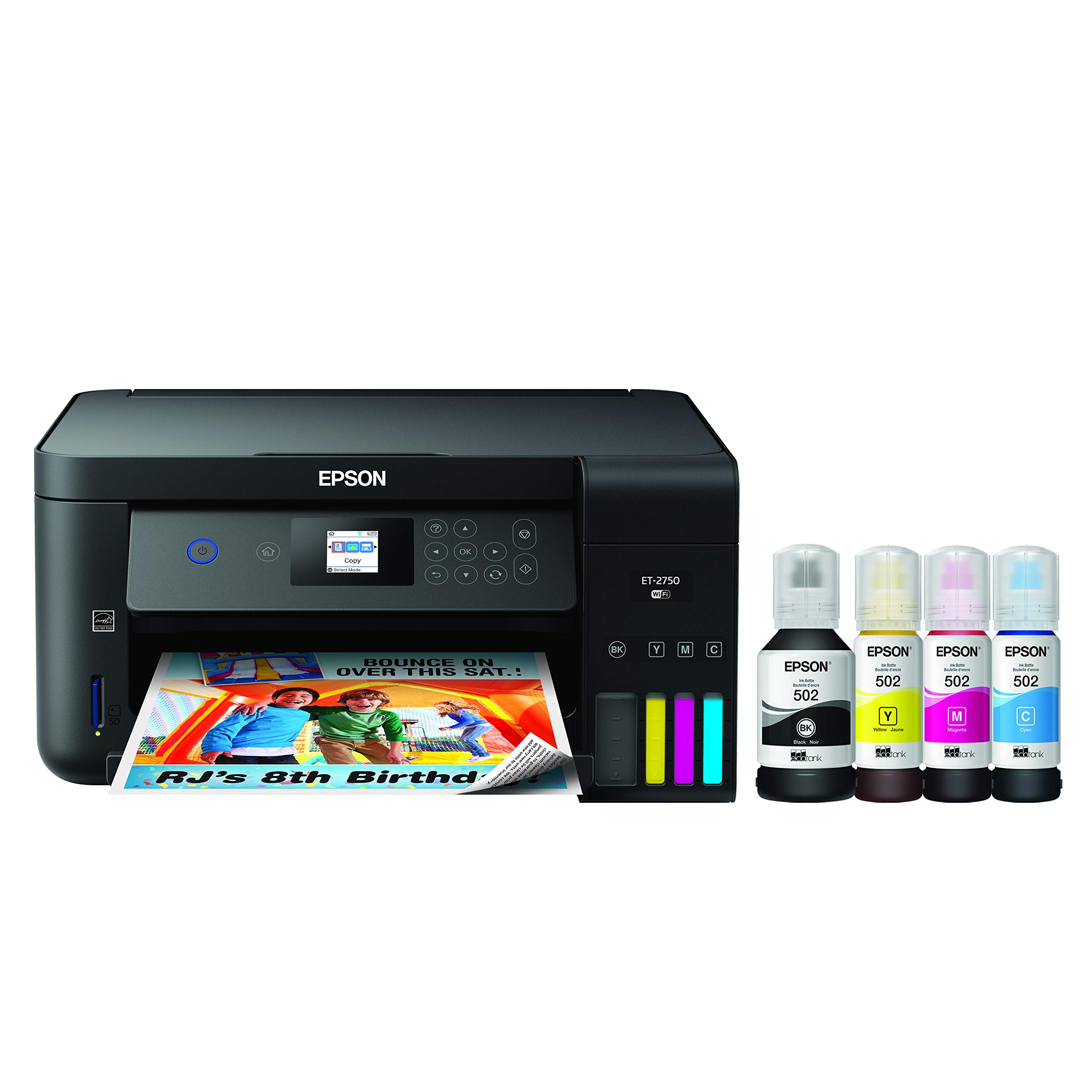 Epson Expression ET-2750 EcoTank Wireless Color All-in-One Printer with Scanner, Copier & Supertank - Refurbished | Perfect for Home Office, Small Business & Remote Work Printing Needs