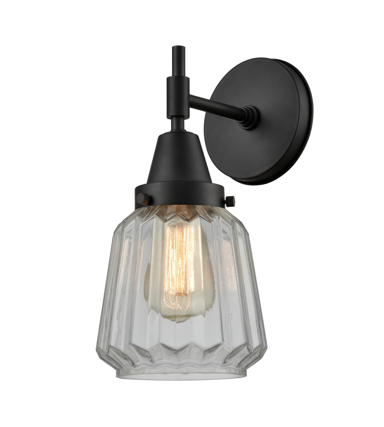 Innovations 447-1W-BK-G142-LED Black Transitional LED Wall Sconce - Modern Lighting for Bedroom, Hallway & Living Room Decor