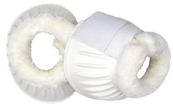 **Ribbed Rubber Fleece Lined Horse Bell Boots with Velcro Closure - Durable & Warm for Riding, Training & Stable Protection**