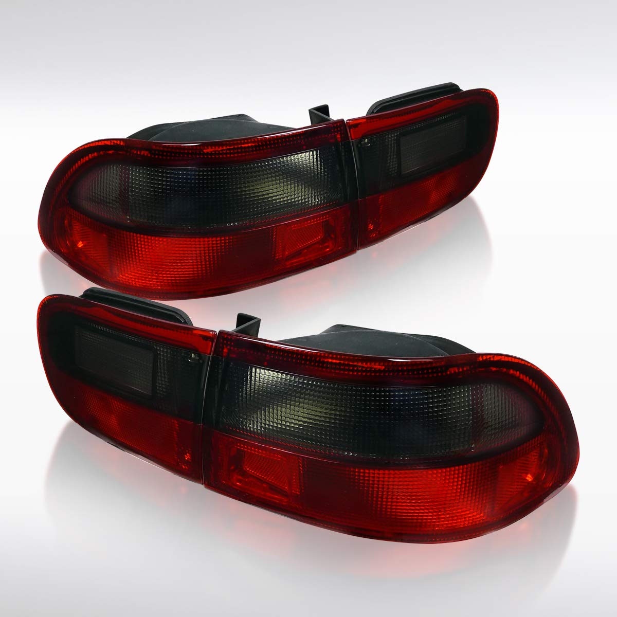 Honda Civic 1992-1995 2Dr/4Dr Red Smoke Lens Tail Lights Pair - Left & Right Taillight Assembly Replacement | Compatible with Sedan & Coupe Models | Enhances Rear Visibility & Style for Night Driving
