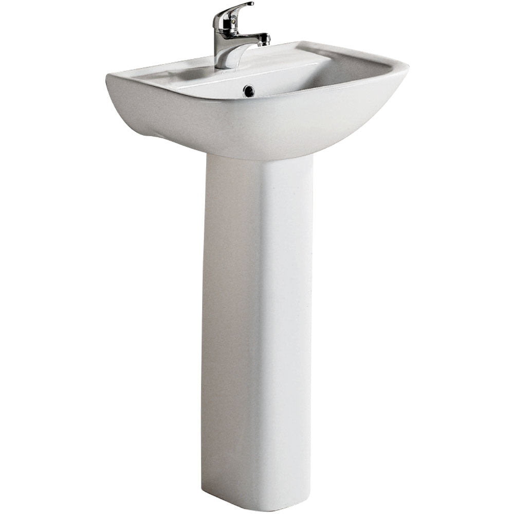 Fienza 610131W RAK Lara White Pedestal Bathroom Sink Basin - Modern Vanity for Bathroom & Powder Room Renovation