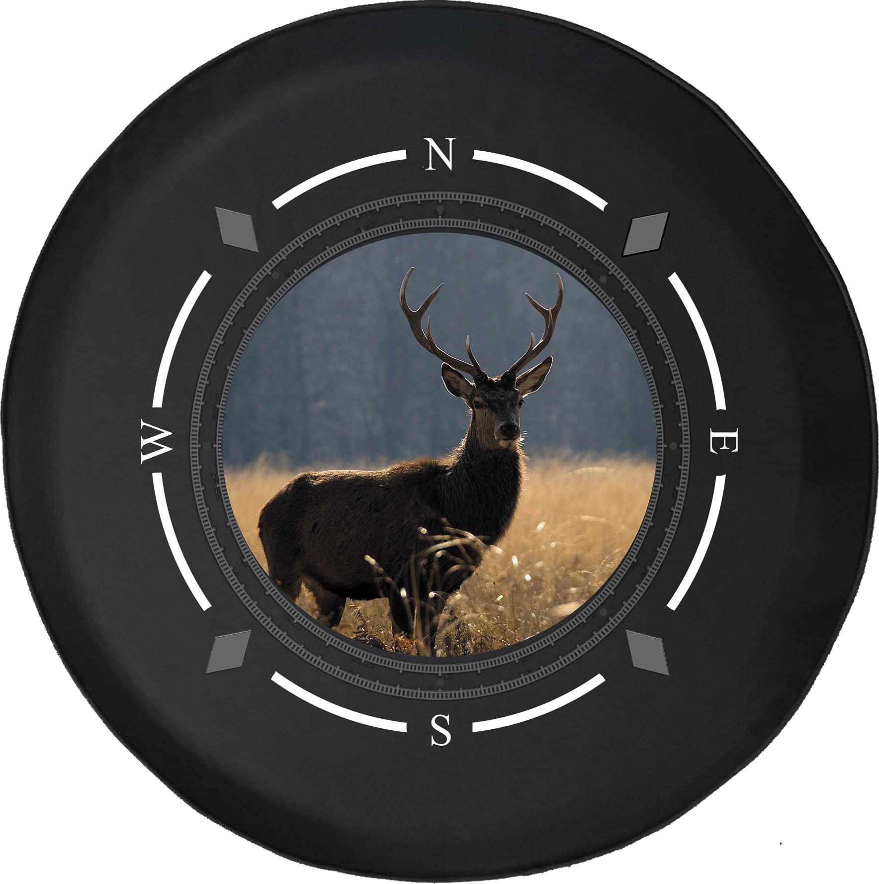 American Unlimited Spare Tire Cover with Compass & Big Buck Rack - Heavy Duty Wheel Covers for SUV, Trailer, RV Accessories & Most Vehicles | Perfect for Off-Road Adventures & Camping Trips