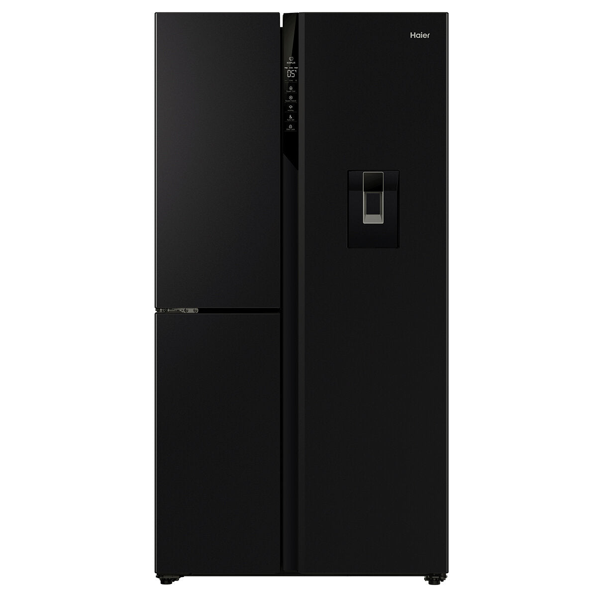 Haier 574L Side by Side Refrigerator - 3 Doors, Non-Plumbed Water Dispenser, Black (HRF575XHC) - Perfect for Kitchens, Offices, and Large Families