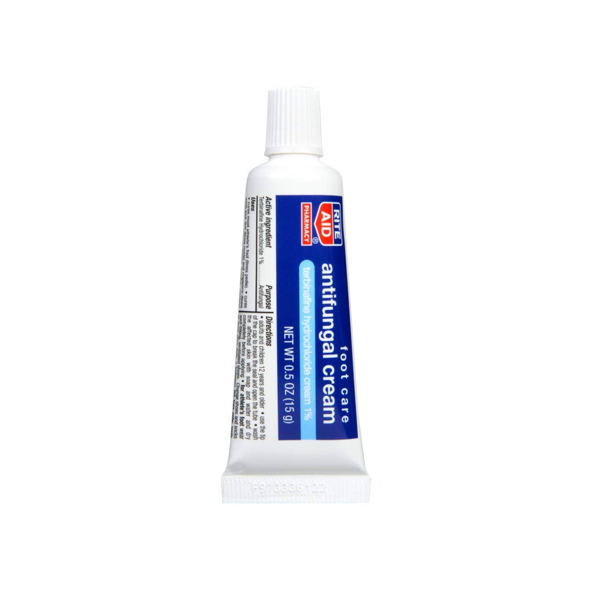 Rite Aid Antifungal Cream 1% Terbinafine Hydrochloride - Prescription Strength Athlete's Foot Treatment (0.5 oz) - Relieves Itching, Burning & Cures Most Fungal Infections - Perfect for Gym, Pool & Locker Room Use