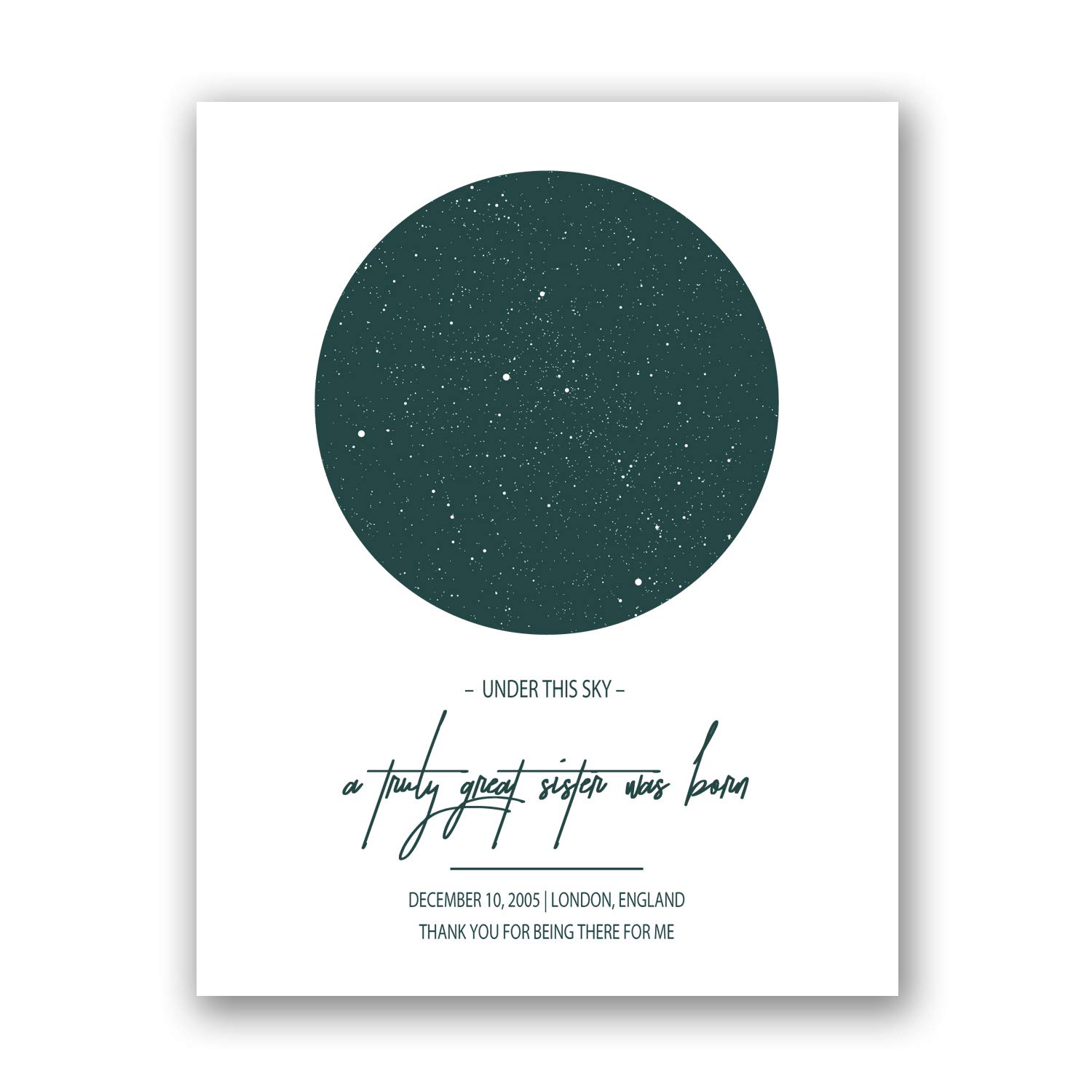 Custom Night Sky Map Poster - Best Sister Gift for Birthdays & Thank You