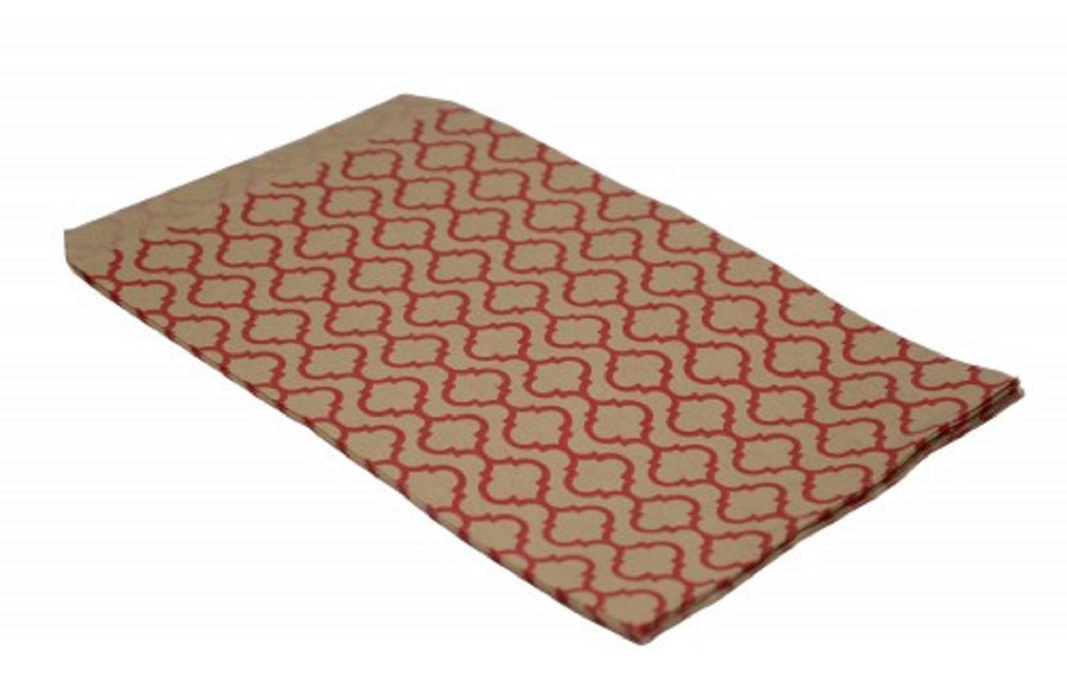 20 Pack 4x6 Inch Brown Kraft Gift Bags with Red Trellis Design - Eco-Friendly Decorative Party Favor Bags for Cookies, Candies, Wedding Favors, Birthday Gifts & Retail Packaging - N'icePackaging