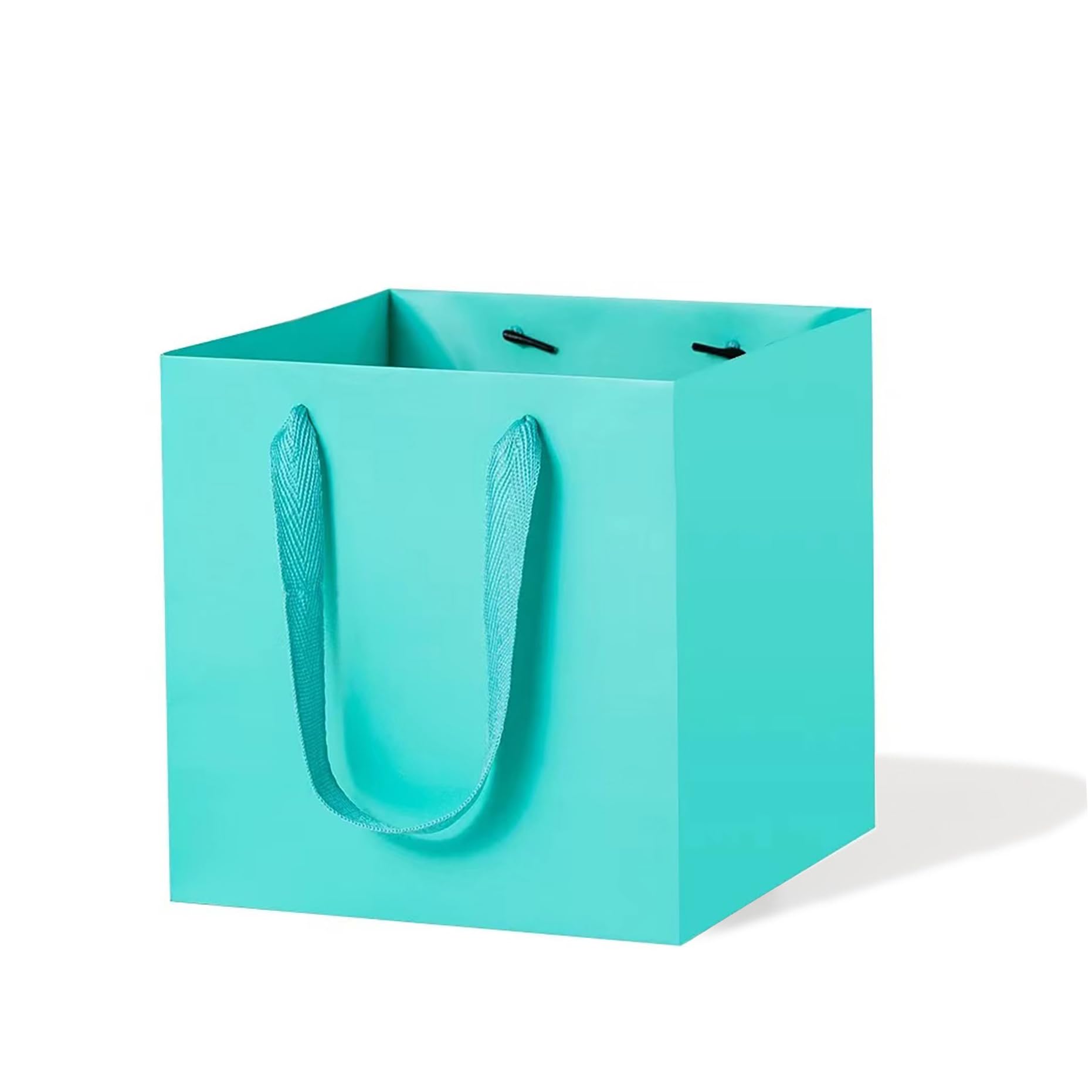 Eco-Friendly Teal Blue Kraft Paper Gift Bags with Handles - 8x8x8 Inches Small Square Bottom Bags for Wedding, Baby Shower, Birthday Party (Pack of 10) - Perfect for Party Favors, Gift Wrapping & Special Occasions