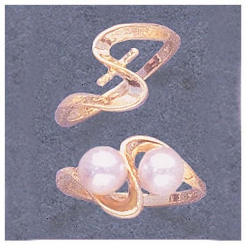Solid Sterling Silver or 14kt Gold 4mm/8mm Half Drilled Double Pearl Blank Ring Shank Setting 163-809/143-809 - Perfect for Jewelry Making & DIY Pearl Ring Designs