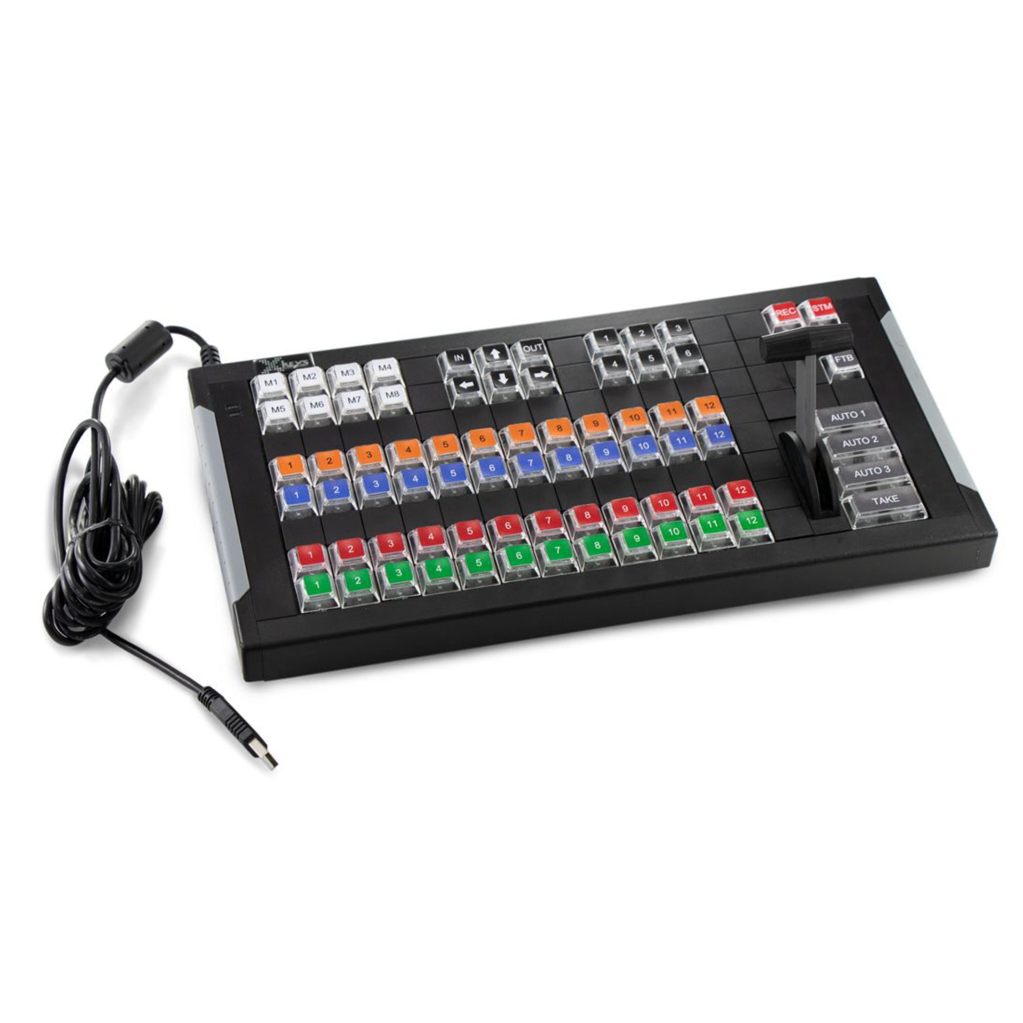 X-Keys 124 T-Bar Keyboard with Video Switcher Key Set Bundle - Professional Studio Control Panel for Live Streaming & Broadcast Production