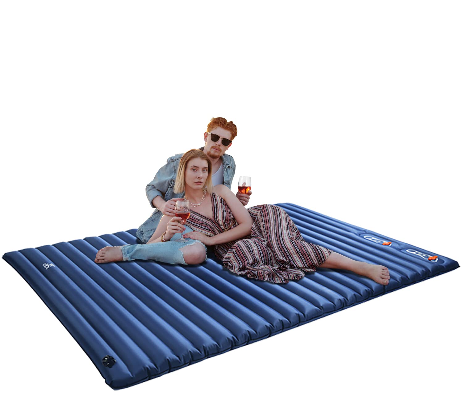 Thicken Queen Size Air Mattress - Portable Inflatable Mattress with Moistureproof & Double Layer for Camping, Travel, Home Guest Bed - Perfect for Outdoor Tent, RV Trips & Sleepovers