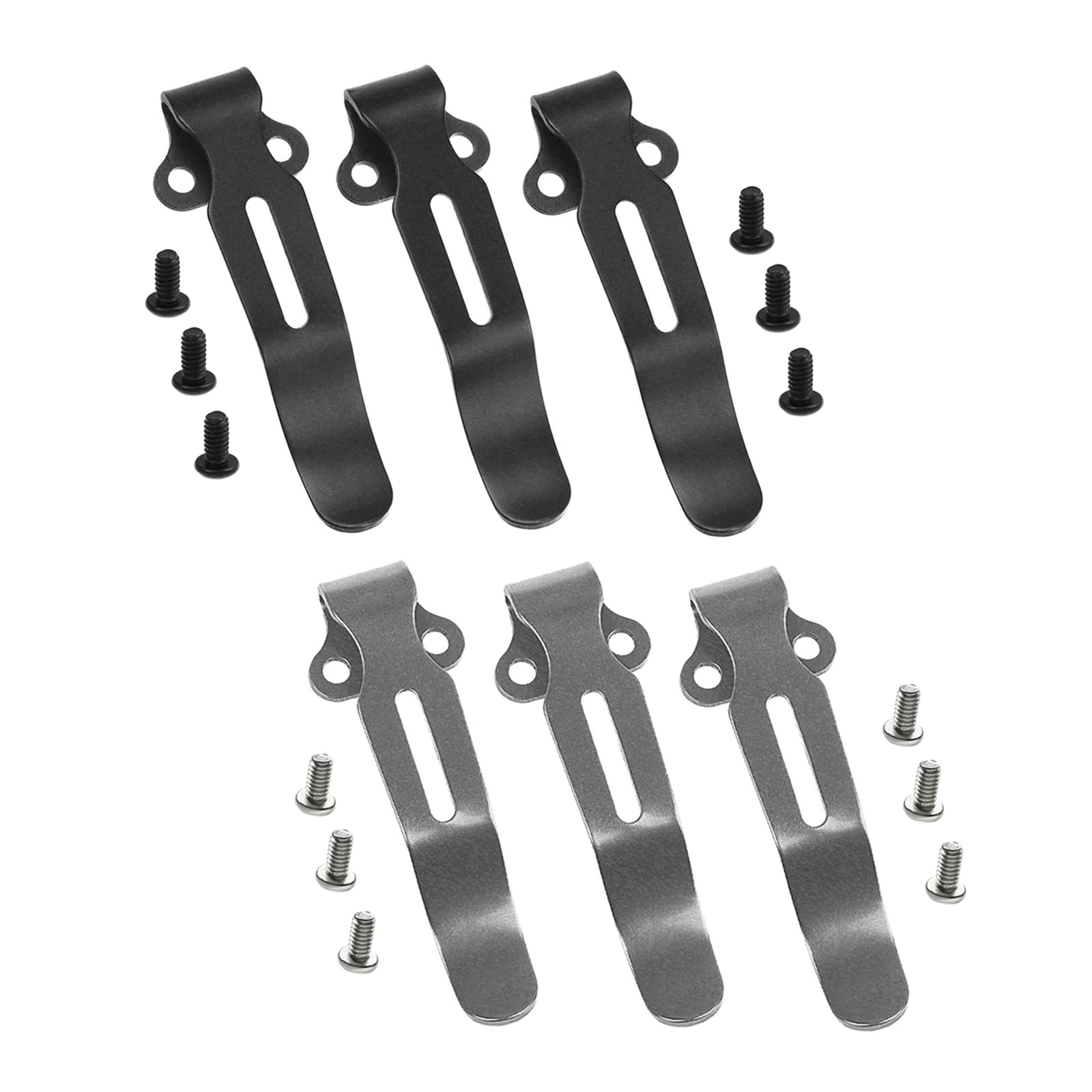 6-Piece Deep Carry Pocket Clips Set - Black & Stone Wash Titanium Clips with Screws for Benchmade 535 Knife | EDC Gear Upgrade | Perfect for Everyday Carry, Tactical Use & Outdoor Activities