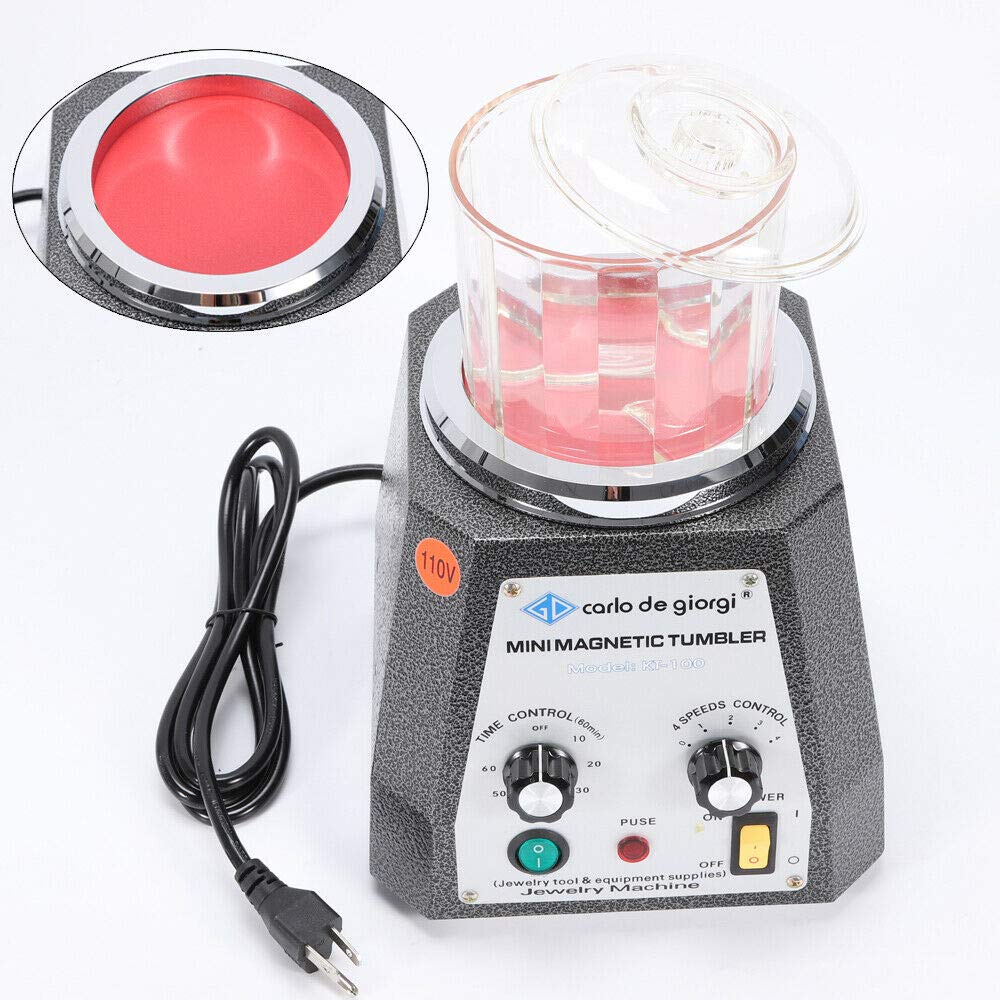 3.93 Inch Mini Magnetic Jewelry Polisher Tumbler - 4 Speed Control (2000 RPM) for Grinding & Polishing Gemstones, Diamonds & Metals | Compact 100mm Magnetic Finishing Machine for Jewelry Makers & DIY Enthusiasts | Perfect for Home Workshops & Professional Jewelry Studios