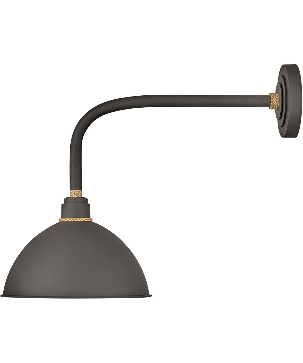 1 Light Medium Straight Arm Outdoor Barn Light in Museum Bronze - Vintage Style Exterior Wall Sconce for Porch, Garage & Garden Lighting