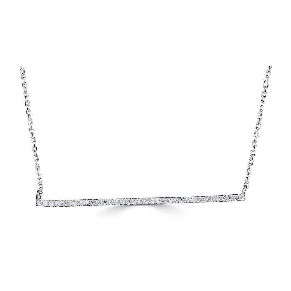 14KT Gold Diamond Horizontal Bar Necklace - 0.14 CTW Genuine Diamond Pendant for Women - Elegant Layering Jewelry for Everyday Wear & Special Occasions