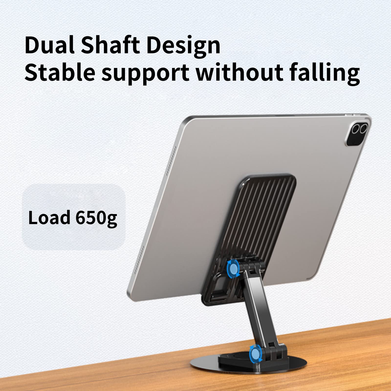 Portable Aluminum Foldable Phone Stand Holder with 360° Rotating Base - Adjustable Height & Angle - Perfect for Home Office, Video Calls, Watching Movies & Hands-Free Use (Compatible with All Smartphones)