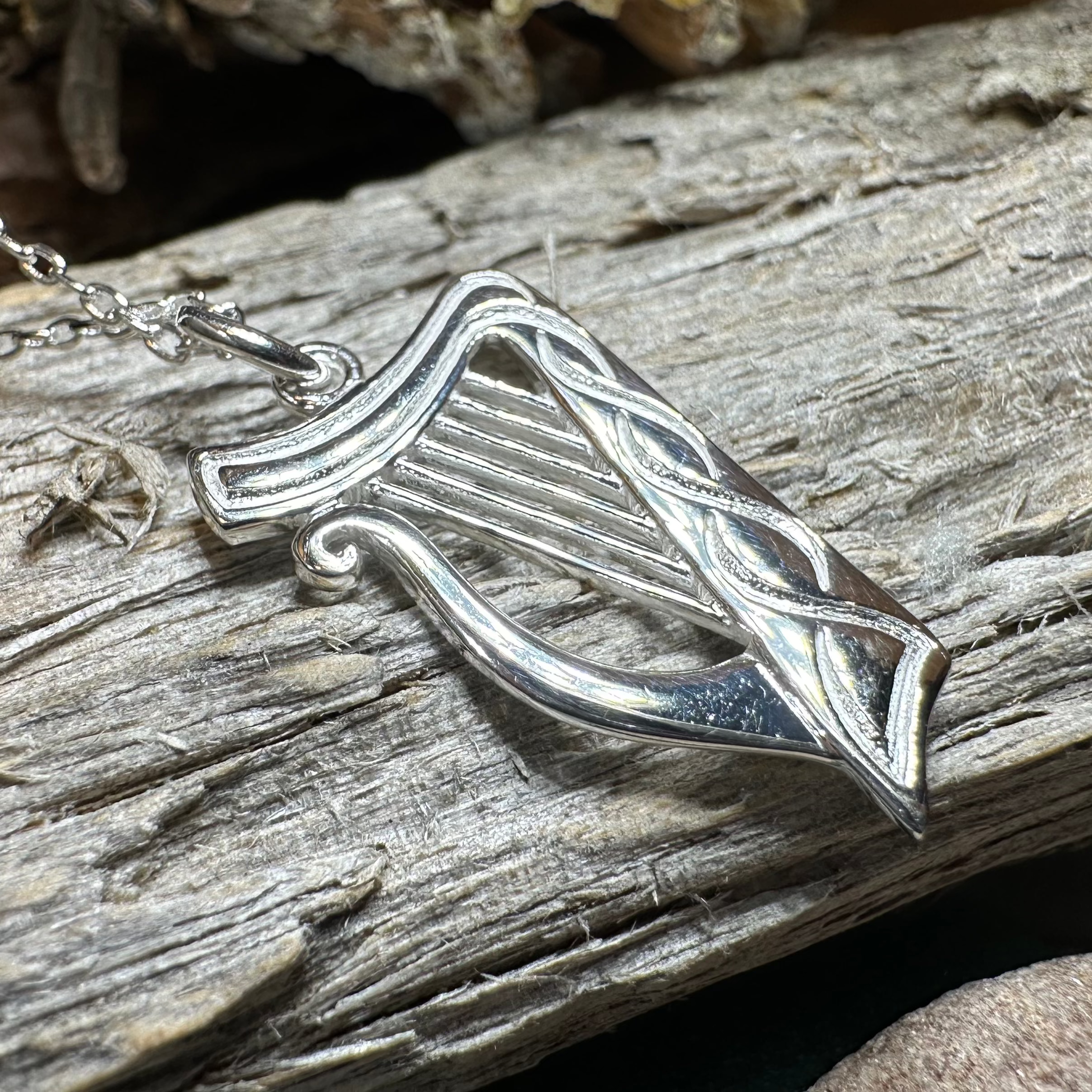 Alianna Irish Harp Necklace - Sterling Silver Celtic Music Jewelry for Women, Gift for Musicians & Irish Heritage Lovers - Perfect for St. Patrick's Day & Special Occasions