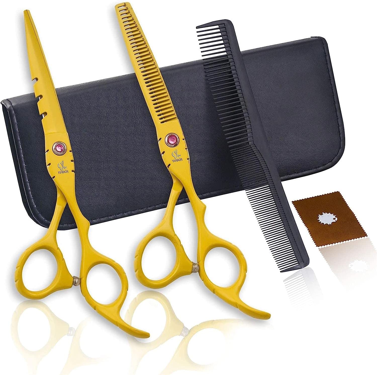 Professional 6.0 Inch Barber Scissors Set - Stainless Steel Hair Cutting Shears for Bangs & Textured Hair | Hairdressing Tools for Stylists & Salon Use