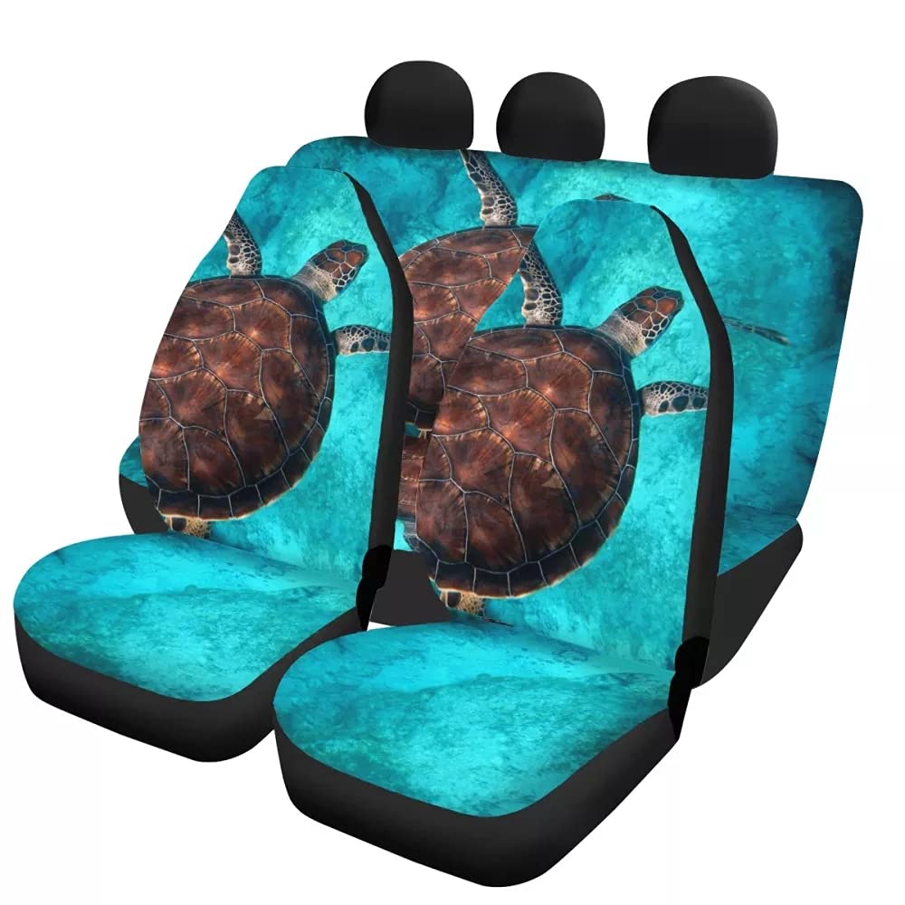 Turtle Print Car Seat Cover - Soft Reusable for Women & Men | Auto Protection