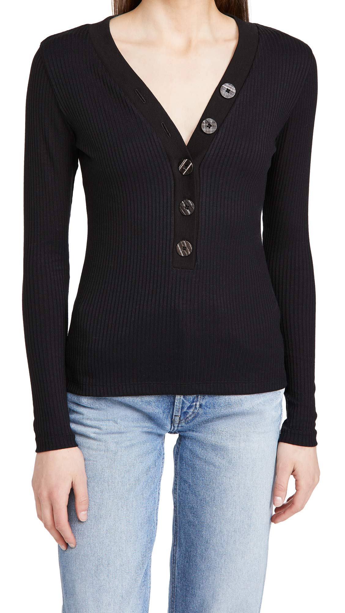 Women's Long Sleeve Ribbed T-Shirt - Soft Stretch Cotton Blend for Casual Wear & Layering | Perfect for Everyday Outfits, Work, and Weekend Comfort