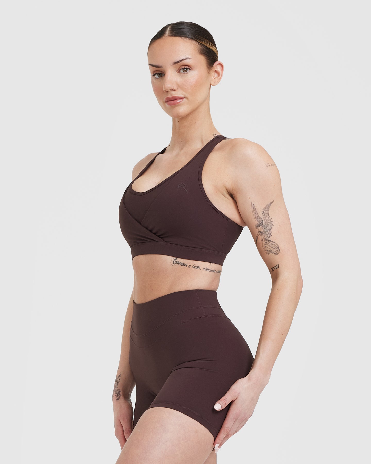 High-Performance Unified Layered Sports Bra for Women - Comfortable & Supportive Workout Top in Plum Brown | Ideal for Yoga, Running & Gym Training