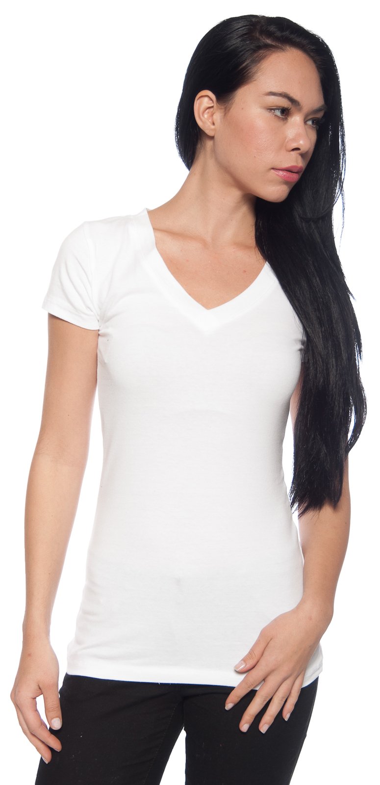 4 Pack Women's Basic V-Neck T-Shirts - Soft Cotton Casual Tees for Everyday Wear, Layering & Workout | Zenana Brand