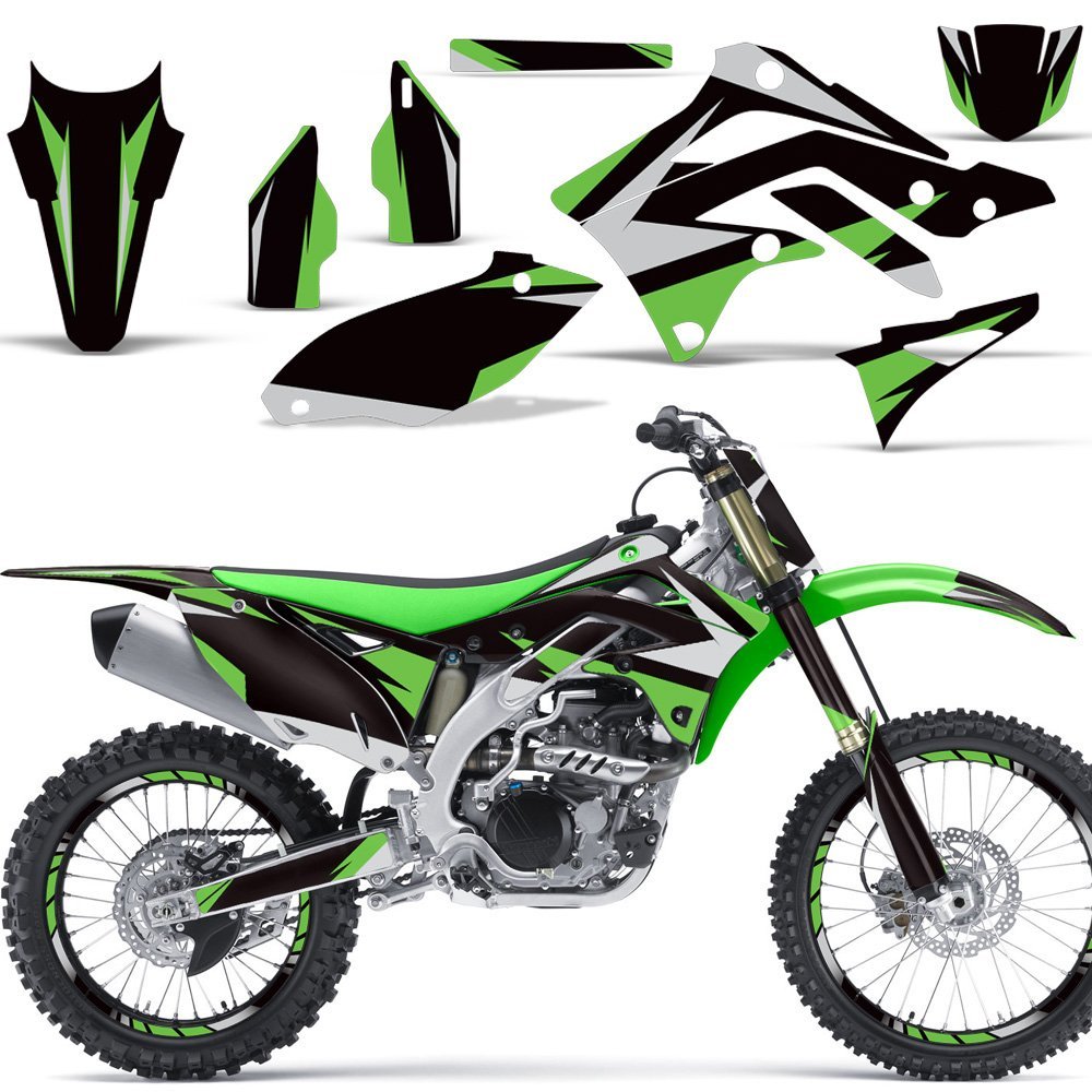 Premium MX Dirt Bike Graphics Kit - Full Sticker Decal Set with Rim Trim & Number Plates for Kawasaki KX 450F (2012-2015) | Venom Race Design | Off-Road Motocross Customization