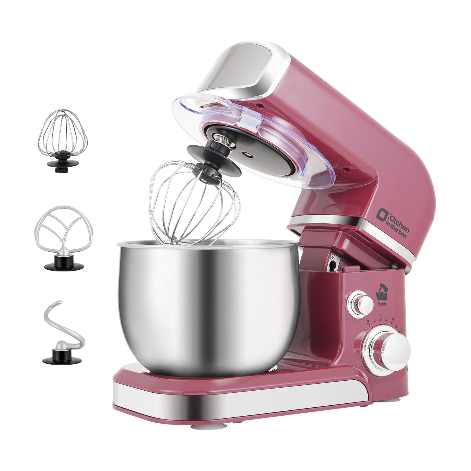 3.2Qt Stand Mixer - 6-Speed Electric Food Mixer with Attachments for Baking & Cooking (Purplish-red)