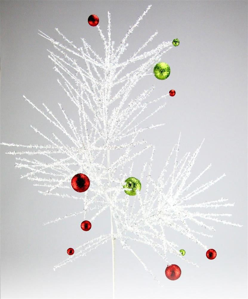 26 Pack White Pine Glitter Ball Christmas Tree Picks - Sparkling Holiday Decorations for Xmas Tree, Wreaths, Mantel & Festive Home Decor
