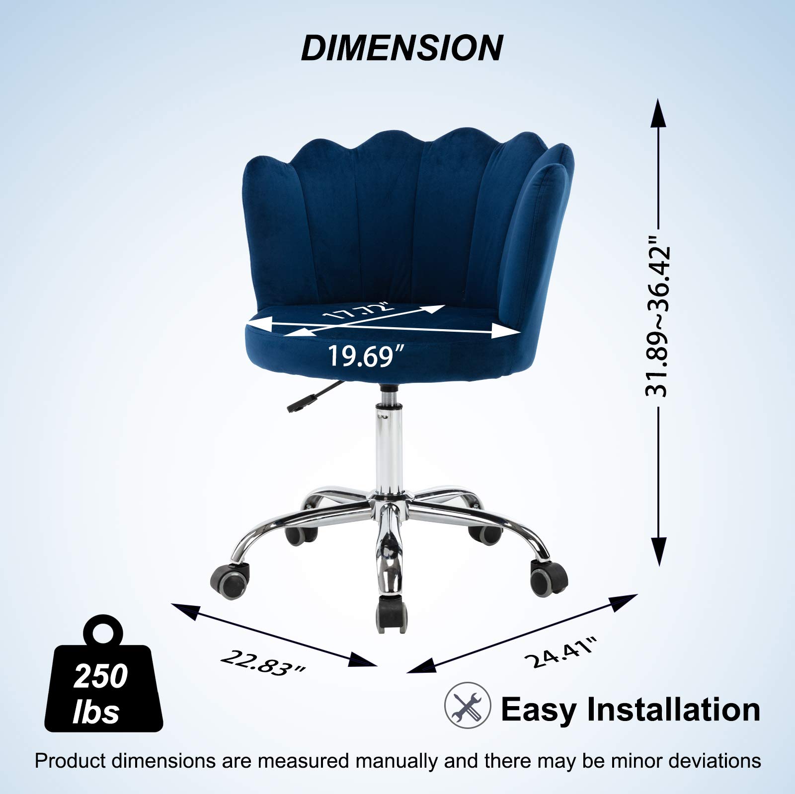 Ergonomic Modern Home Office Swivel Chair - Adjustable Height Shell Desk Chair with Upholstered Seat - Comfortable Computer Task Chair for Office, Living Room, Bedroom (TY2-Navy) - Perfect for Remote Work, Gaming & Study Sessions