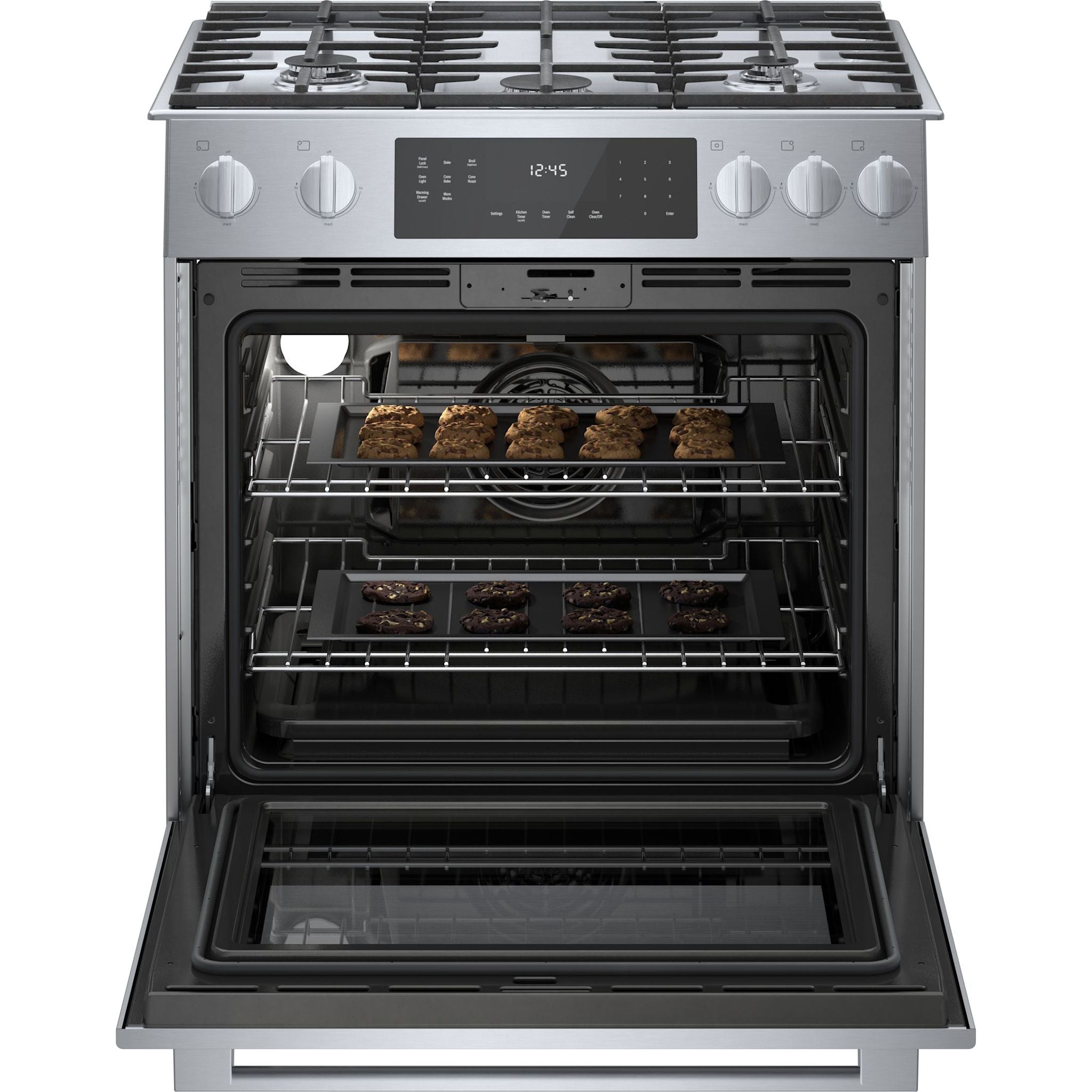 Bosch 30 Inch Slide-In Gas Range (HGI8056UC) - Stainless Steel, 5 Burners, Convection Oven - Perfect for Modern Kitchens & Professional Cooking