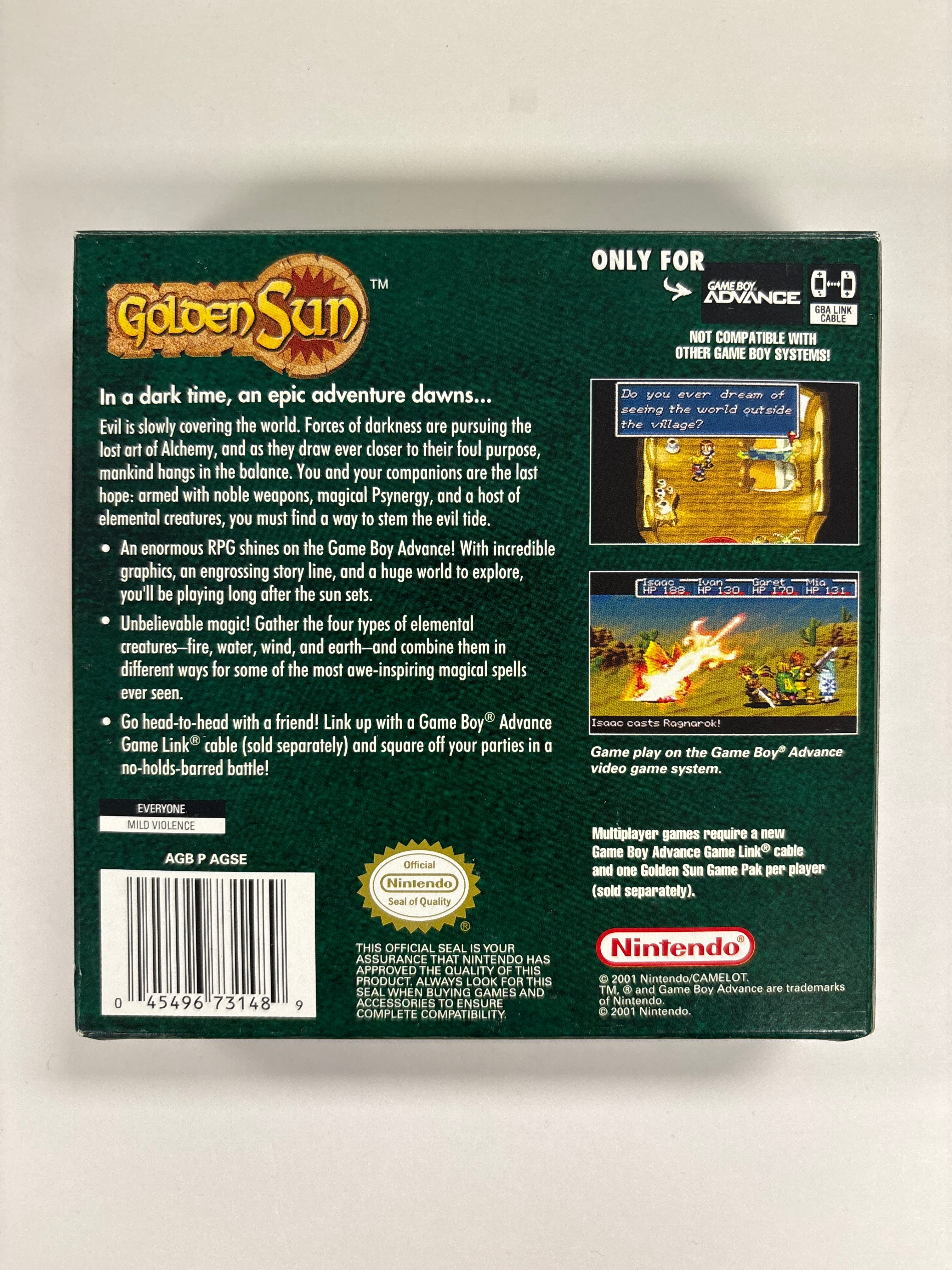 Golden Sun Game Boy Advance Box & Manuals Only (No Game Included) - Perfect for Collectors & Display Cases | Retro Gaming Memorabilia